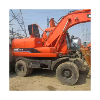 DB58TIS Motor de segunda mão Doosan DH150W-7 Excavadora de rodas de 15 toneladas Excavadora feita na Coreia