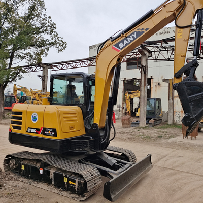 Excavadora Sany SY60C PRO usada e em bom estado com baixo consumo de óleo no melhor dos casos