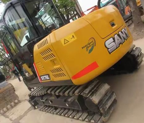 Excavadora SANY SY75C usada com motor ISUZU AU-4LE2X e cilindro hidráulico original